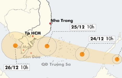 Tin bão Tembin sẽ đổ bộ vào Nam Bộ tối nay, sóng cao 10m